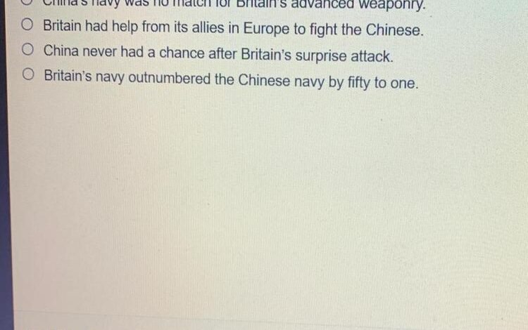 China Was Easily Defeated By The British In The First Opium War Because