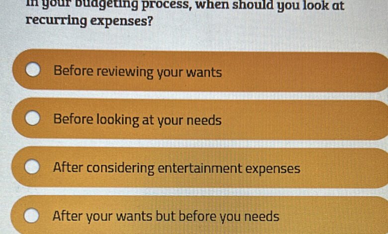 In Your Budgeting Process When Should You Look At Recurring Expenses