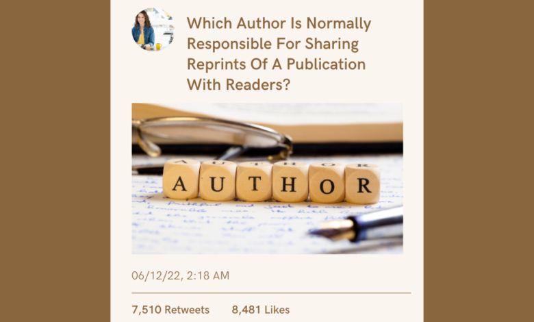 Which Author Is Normally Responsible For Sharing Reprints Of A Publication With Readers